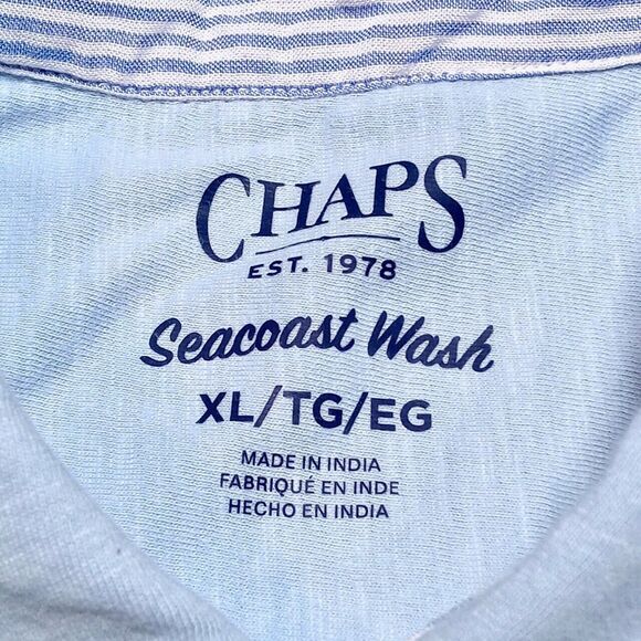 NWT Chaps Seacoast Wash Sky Blue 100% Cotton Comfort Button Shirt - Mens Size XL - Picture 7 of 7